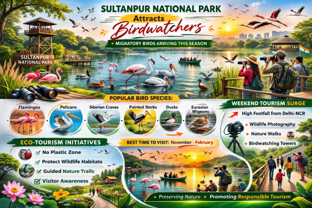 🦩 Sultanpur National Park Attracts Birdwatchers – Detailed Report chatgpt image feb 24, 2026, 09 28 31 am
