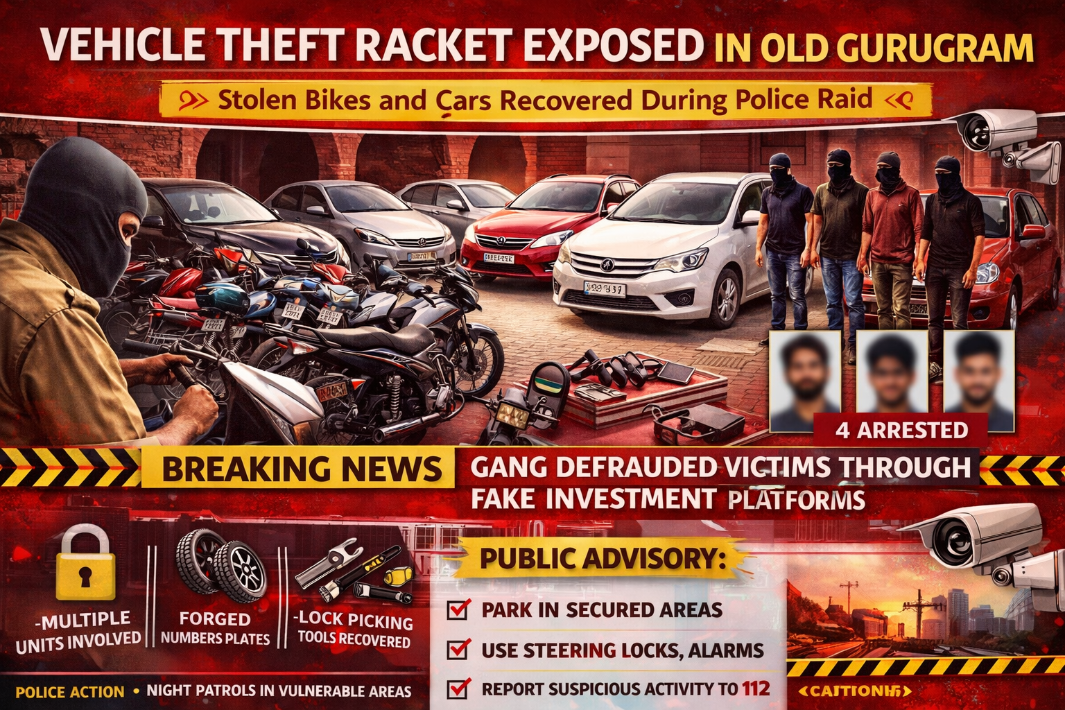 🚨 Vehicle Theft Racket Exposed in Old Gurugram – Detailed Report