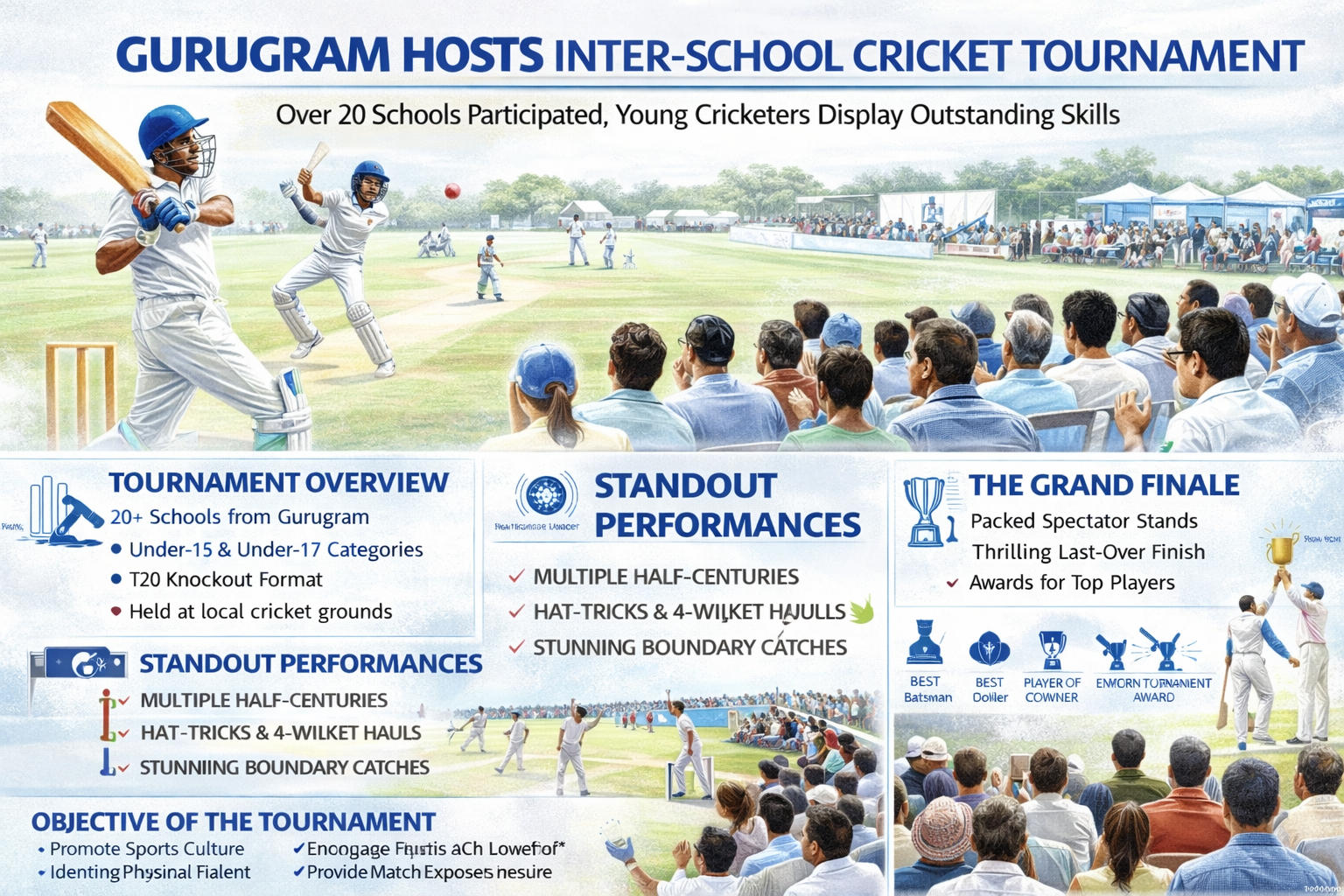 🏏 Gurugram Hosts Inter-School Cricket Tournament – Detailed Report